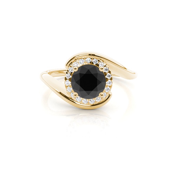Prong Setting Black Diamond Halo Engagement Ring