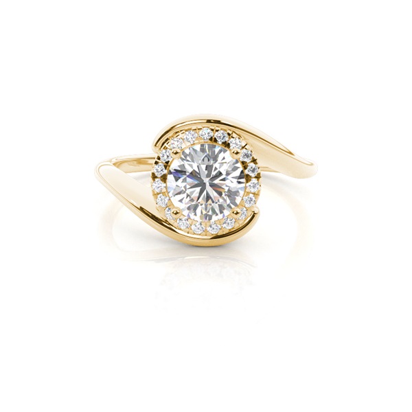 Prong Setting Side Stone Halo Engagement Ring