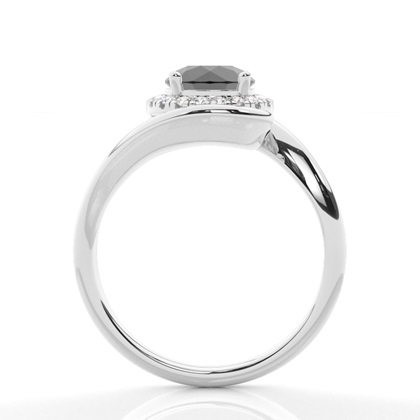 Prong Setting Black Diamond Halo Engagement Ring