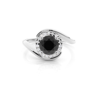 Prong Setting Black Diamond Halo Engagement Ring