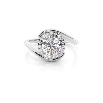 Prong Setting Side Stone Halo Engagement Ring