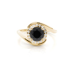 Prong Setting Black Diamond Halo Engagement Ring