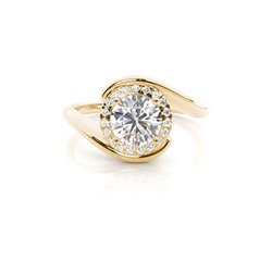 Prong Setting Side Stone Halo Engagement Ring