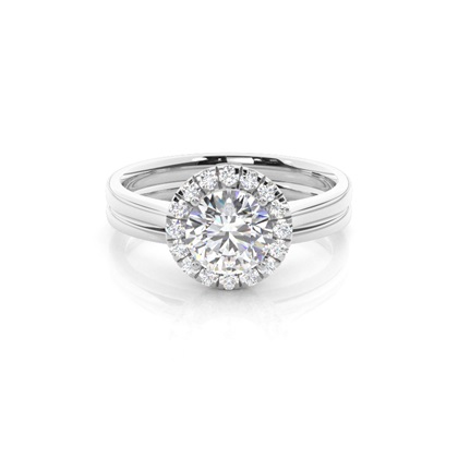                                      White Gold Round Bridal Set Engagement Ring
