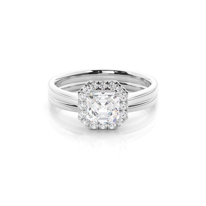 Asscher Bridal Diamond Engagement and Wedding Ring Sets