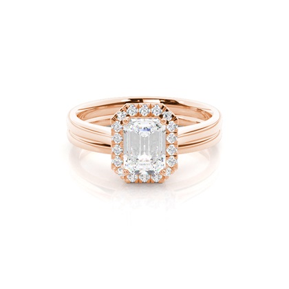 Rose Gold Bridal Set Diamond Engagement Rings