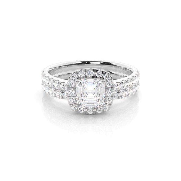 White Gold Round Bridal Set Engagement Ring