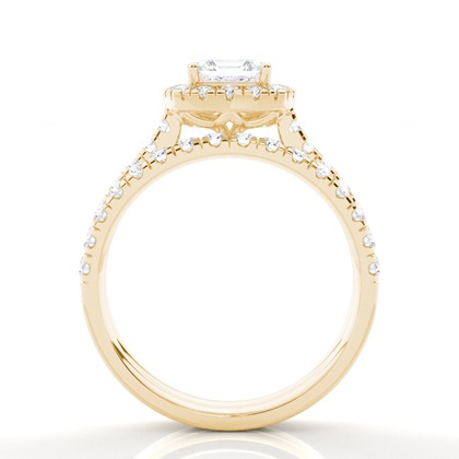 Asscher Yellow Gold Bridal Set Engagement Rings