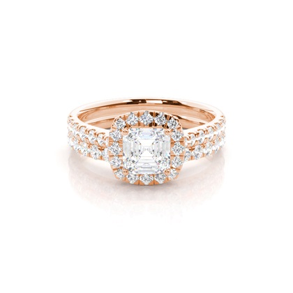 Rose Gold Bridal Set Diamond Engagement Rings