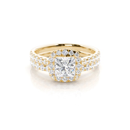 1.00 Carat Yellow Gold Bridal Engagement and Wedding Bands Ring Sets