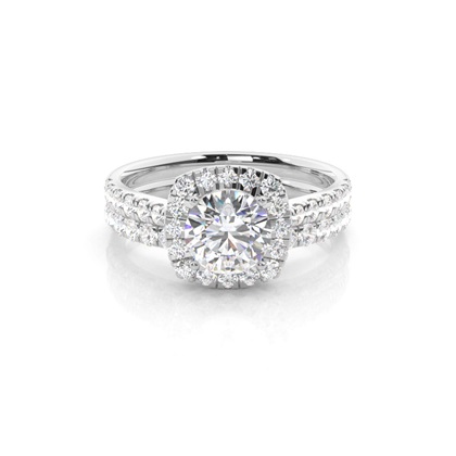                                      White Gold Round Bridal Set Engagement Ring