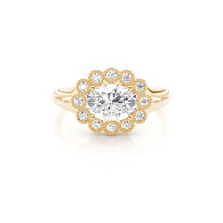 Prong Setting Side Stone Halo Engagement Ring