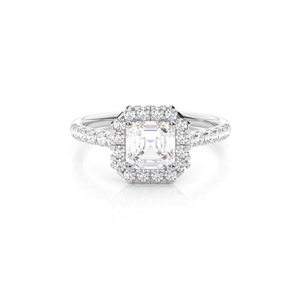 Prong Setting Side Stone Halo Engagement Ring