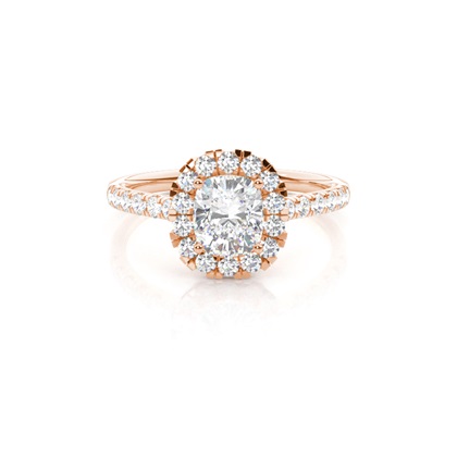 Cushion Rose Gold Halo Diamond Engagement Rings