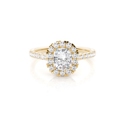 Cushion Yellow Gold Halo Diamond Engagement Rings