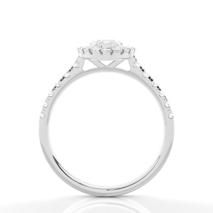 Zinkeneinstellung Seitenstein Halo Verlobungsring