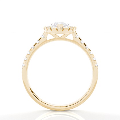 Zinkeneinstellung Seitenstein Halo Verlobungsring