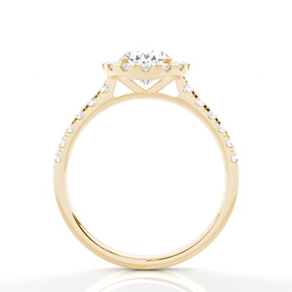 Zinkeneinstellung Seitenstein Halo Verlobungsring