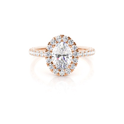 Oval Rose Gold Halo Diamond Engagement Rings
