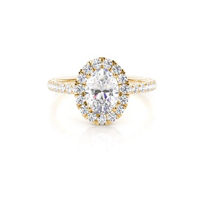 Oval Yellow Gold Halo Diamond Engagement Rings