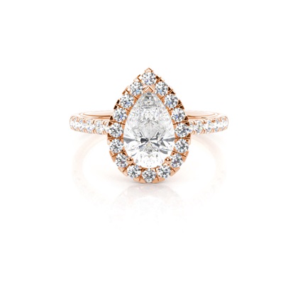 Pear Rose Gold Halo Diamond Engagement Rings