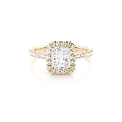 Radiant Yellow Gold Halo Diamond Engagement Rings