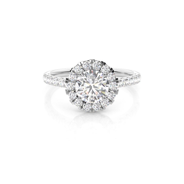 Prong Setting Side Stone Halo Engagement Ring