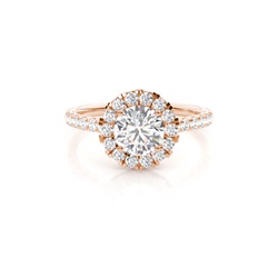 Prong Setting Side Stone Halo Engagement Ring
