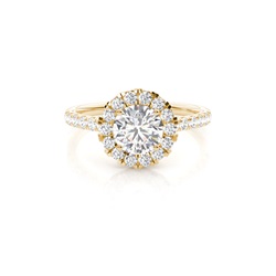 Prong Setting Side Stone Halo Engagement Ring