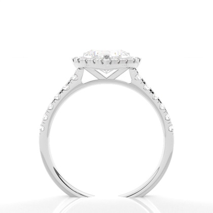 Zinkeneinstellung Seitenstein Halo Verlobungsring