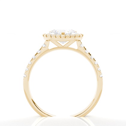 Zinkeneinstellung Seitenstein Halo Verlobungsring