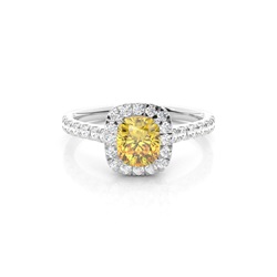 Gele diamanten halo verlovingsring