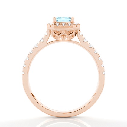 Aquamarin-Halo-Verlobungsring In Krappenfassung