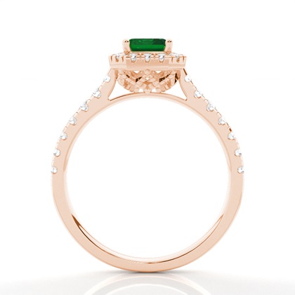 Smaragd-Halo-Verlobungsring In Krappenfassung