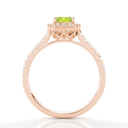 Peridot Halo Verlobungsring In Krappenfassung