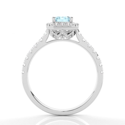 Aquamarin-Halo-Verlobungsring In Krappenfassung