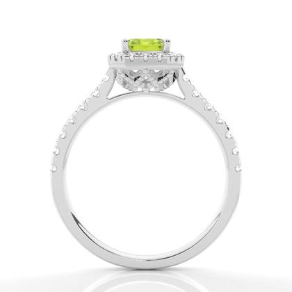 Peridot Halo Verlobungsring In Krappenfassung