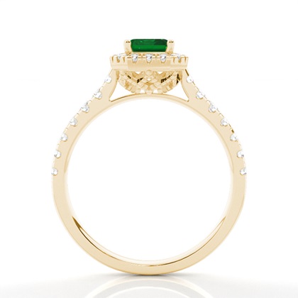 Smaragd-Halo-Verlobungsring In Krappenfassung