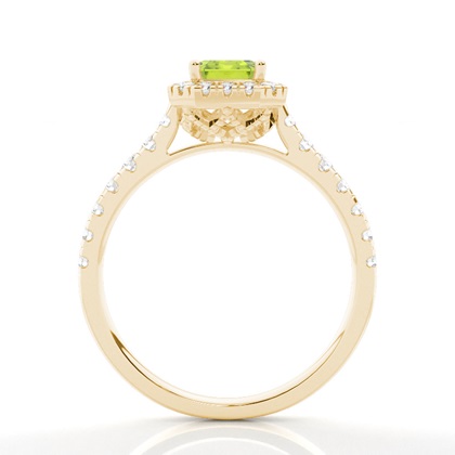 Peridot Halo Verlobungsring In Krappenfassung