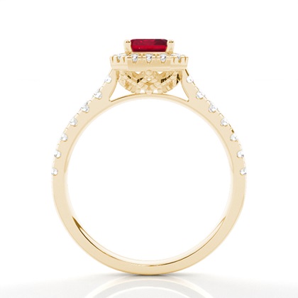 Rubin-Halo-Verlobungsring In Krappenfassung