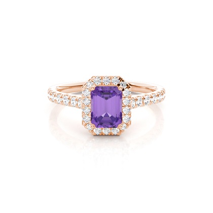 Prong Setting Amethyst Halo Engagement Ring
