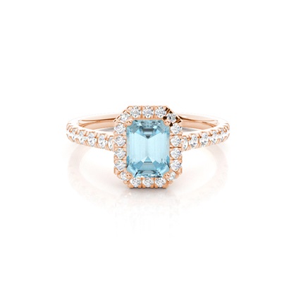 Prong Setting Aquamarine Halo Engagement Ring