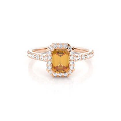 Prong Setting Citrine Halo Engagement Ring