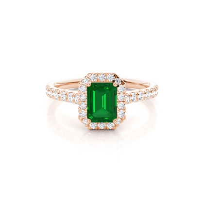 Prong Setting Emerald Halo Engagement Ring