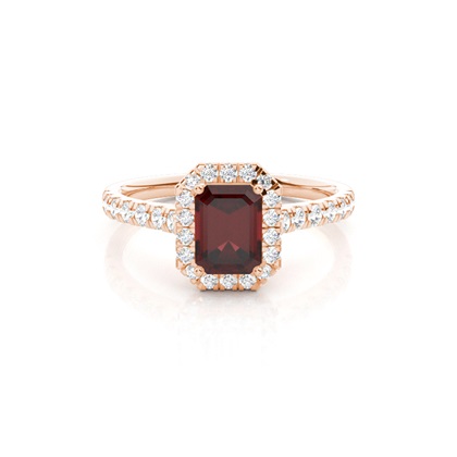 Prong Setting Garnet Halo Engagement Ring