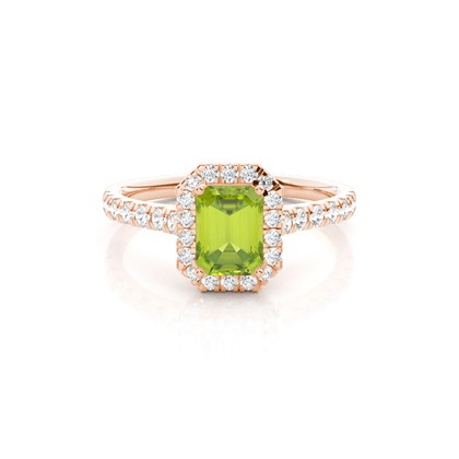 Prong Setting Peridot Halo Engagement Ring