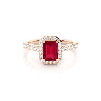 Prong Setting Ruby Halo Engagement Ring