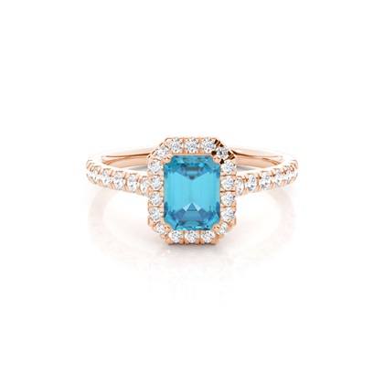 Prong Setting Topaz Halo Engagement Ring