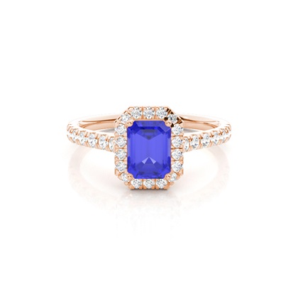 Prong Setting Tanzanite Halo Engagement Ring