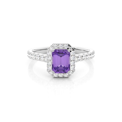 Prong Setting Amethyst Halo Engagement Ring